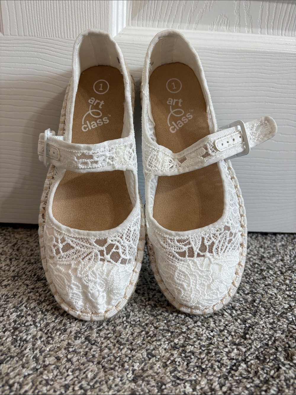 art class White Lace Mary Jane Flats for Girls
